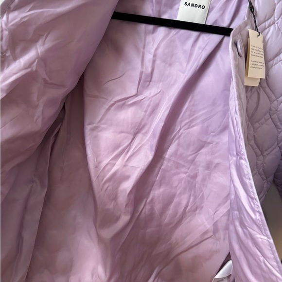 NWT- Sandro Lavender Quilted Jacket with Belt - Picture 7 of 13